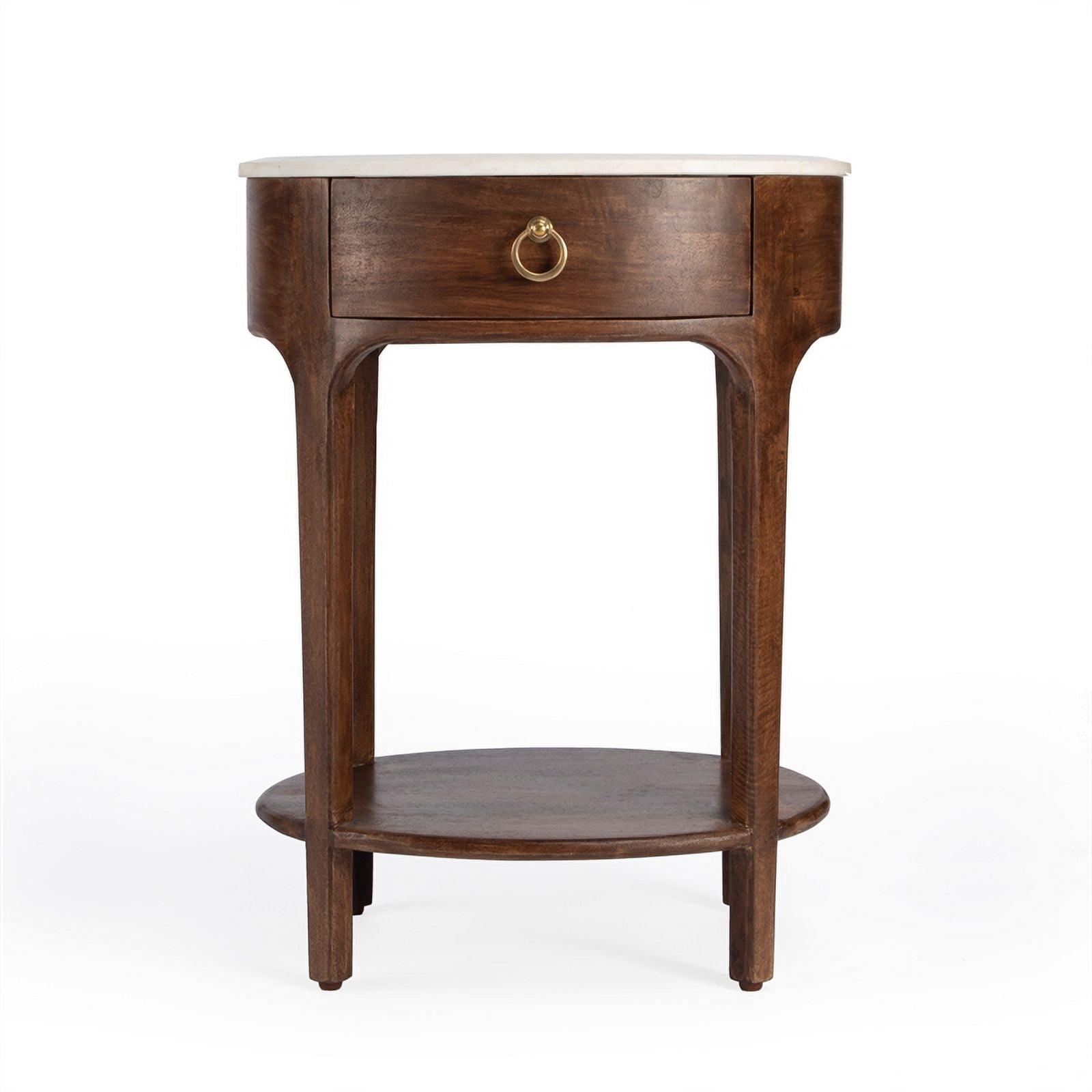 Butler Specialty Ellen 18.25"W Oval Marble & Wood Nightstand - Brown