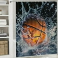 thumbnail image 6 of Fenyluxe Basketball Water Splashing Lightning Shower Curtains for Chic Elegant Decor 100％ Polyester Washable Bathroom Decor with Hooks 36"x72, 6 of 7