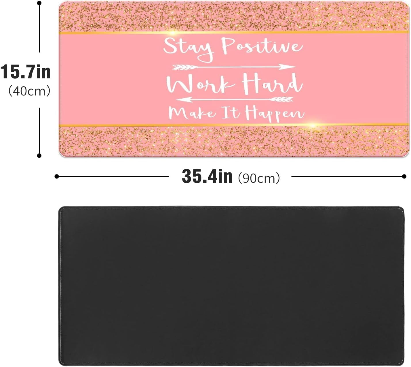Golden Glitter Sparkle Desk Mat, Desk Accessory, Cute Workspace, Trendy Workspace, Trendy, 35.4x15.7in Large Gaming Mouse Pad, Cute Desk Topper, Pretty Desk Pad