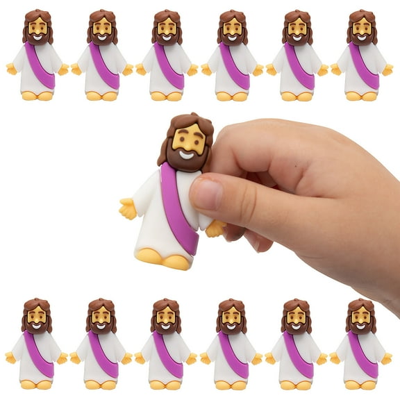 Fun Express 2" Mini Jesus with Purple Sash Figurine Toys - 12 Pieces