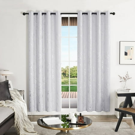 

Deconovo-Deconovo Blackout Silver Tree Twigs Curtains(2 Panel)52x63Inch-GreyishWhite