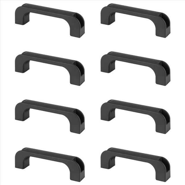 8X Tirador Negro de Plastico Rectangular de Gabinete Puerta 5.2 Pulgada
