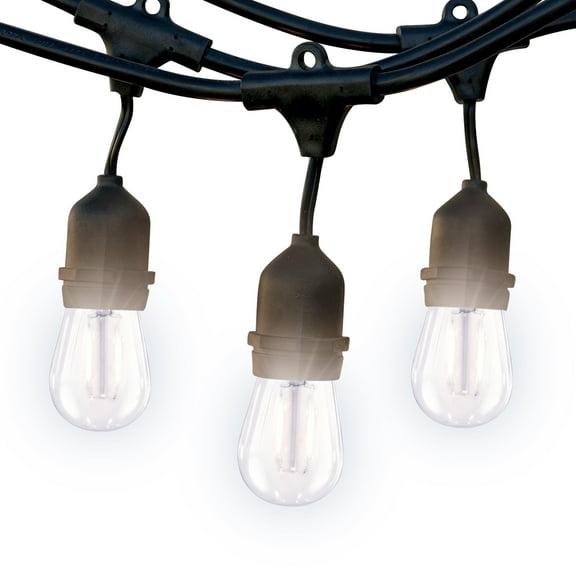Brightech Ambience Pro - Waterproof LED Outdoor String Lights - Hanging, Dimmable 2W Vintage Edison Bulbs - 48 Ft Commercial Grade Patio Lights Create Cafe Ambience in Your Backyard