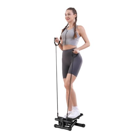 Mini Steppers for Exercise, Mute the Sound with Resistance Bands, 300lbs Loading Capacity, Digital Monitor, Optional Twist Motion for Home Fitness 11.3"L x 12.6"W x 7.8"H, Black