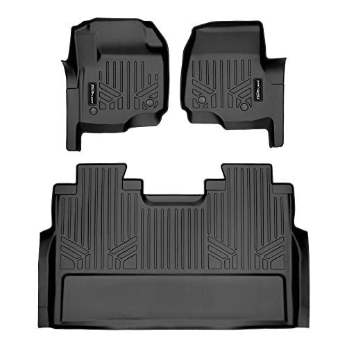 MAXLINER Floor Mats 2 Row Liner Set Black for 2017-2020 Ford F-250/F-350 Super Duty Crew Cab with Vinyl Flooring & 2nd Row Bench Seat
