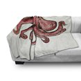 thumbnail image 3 of Octopus Soft Flannel Fleece Throw Blanket, Image of Octopus Underwater Wildlife Animal Illustration Print, Cozy Plush for Indoor and Outdoor Use, 70" x 90", Red Pink, by Ambesonne, 3 of 6
