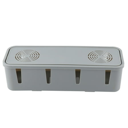 YSNOOWE Cable Storage Box With Lid Grey 1Pcs