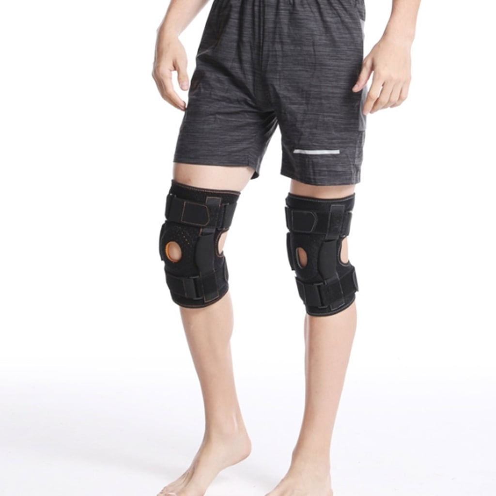 Hinged Knee Brace with Side Stabilizers Open Patella Support Wrap for Women Men
