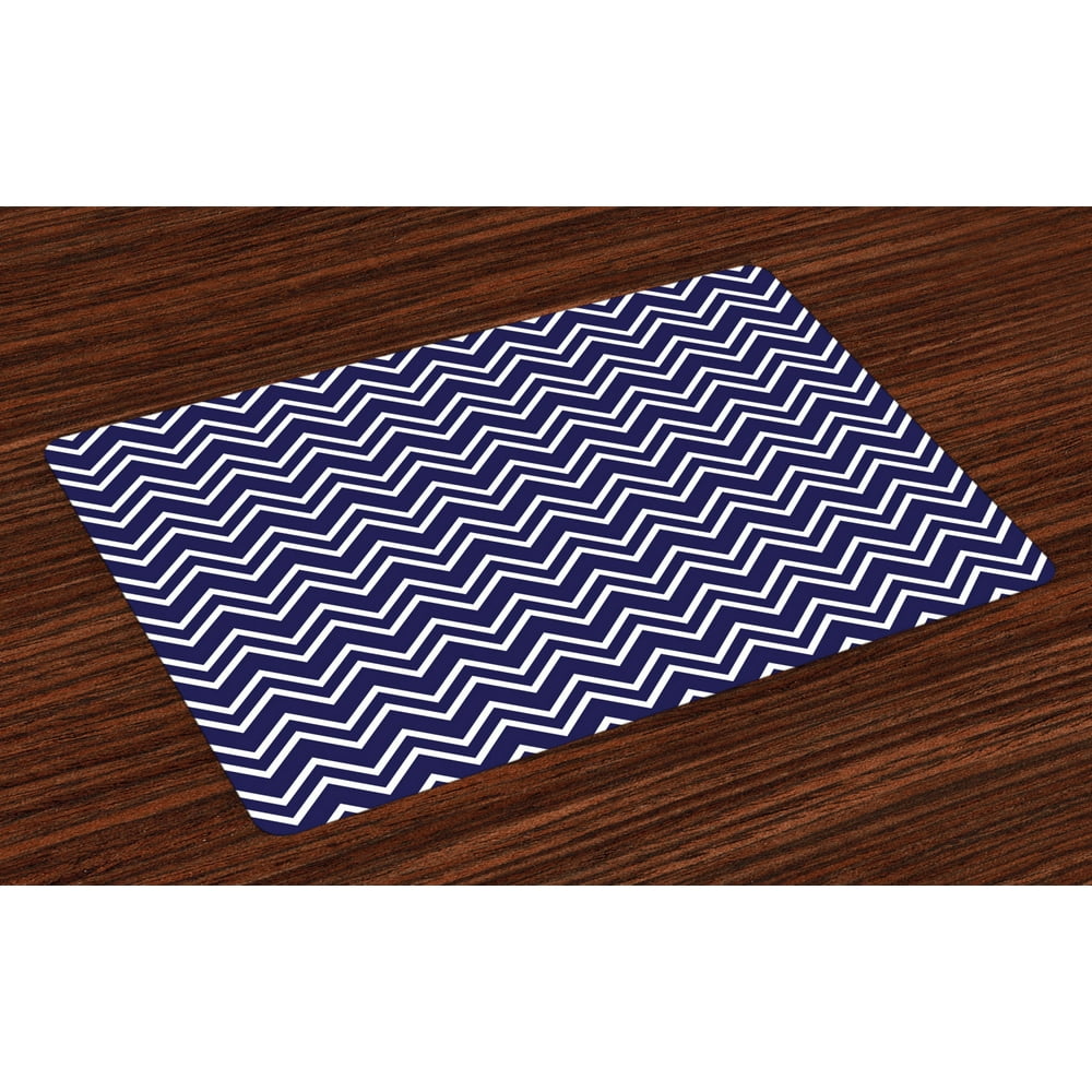 Navy Blue Placemats Set of 4 Navy Blue Color Background with Zig Zag