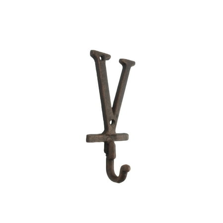 

[Pack Of 2] Rustic Copper Cast Iron Letter V Alphabet Wall Hook 6