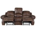 thumbnail image 3 of Navarro  Saddle Brown Faux Leather Reclining Sofa, 3 of 11