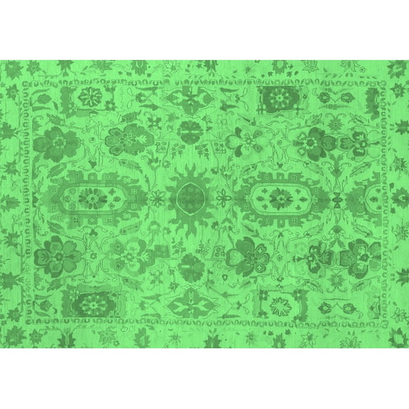 Ahgly Company Indoor Rectangle Oriental Emerald Green Traditional Area Rugs, 8' x 12'