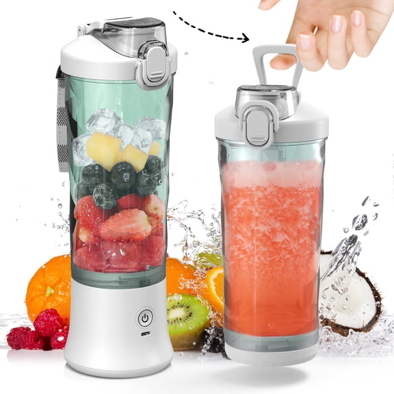 Licuadora portátil, licuadora de tamaño personal para batidos y batidos, mini licuadora recargable por USB, taza exprimidora fresca con motor más fuerte, mezclador de frutas para cocina, hogar, viajes