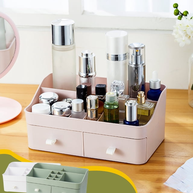 Fiudx Organizador de Maquillaje, Versátil Solución de Almacenamiento, Cajones de Gran Capacidad, Accesorio Ideal para El Tocador, Ideal para La Oficina o El Hogar, Material Ecológico, Color Rosa, 27