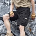 thumbnail image 5 of Men's 100% Cotton Cargo Shorts Workwear Multi Pocket Shorts Elastic Belt Relaxed Fit Casual Summer Hiking Shorts Big and Tall Size XS-3XL Black, 5 of 7