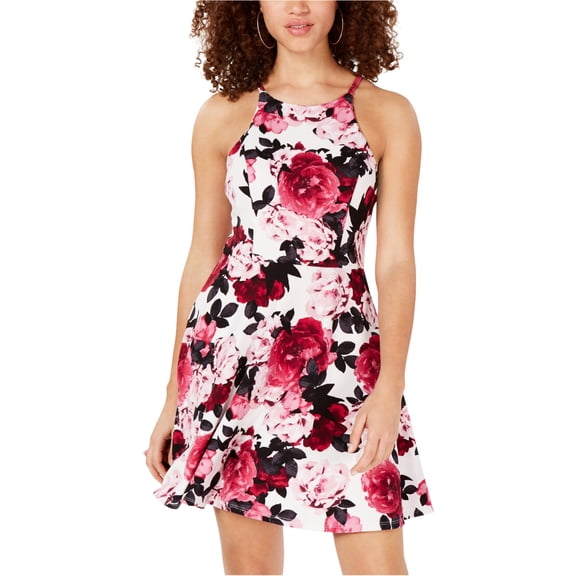 Speechless Womens Floral Fit & Flare Dress, Red, Juniors, 15