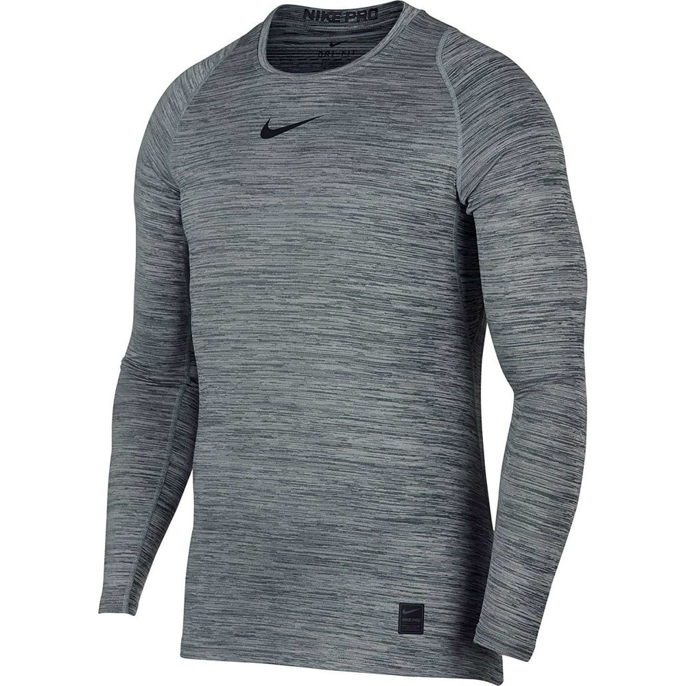 Nike - Nike Pro Heather Vintage Green Men's Long Sleeve Fitted Shirt ...