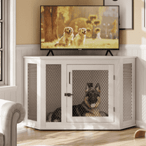 Bossin 52"Corner Dog Crate Furniture,Wooden Dog Kennel Indoor Furniture,Decorative Dog Crate, Dog Kennel TV Stand End Table for Small to Large Dogs