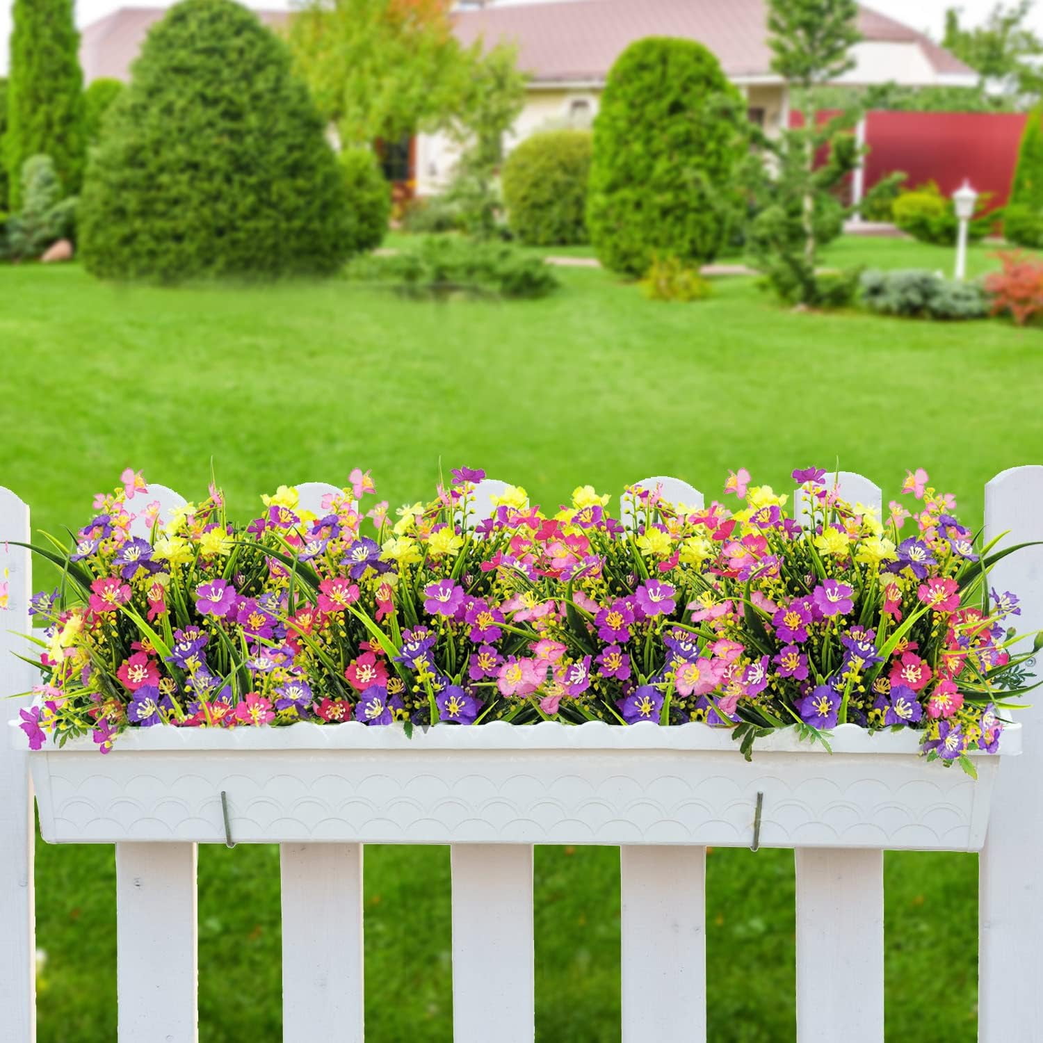 10 Bundles Artificial Flowers Outdoors UV Resistant Fake Plants Outside Faux Plastic Silk Floral for Home Indoor Porch Boxes Garden Decoration (Multicolor)