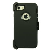 WallSkiN Case for iPhone 8 / 7 (4.7”) Heavy Duty Full Body Military Grade Drop Protection Carrying Cover Holder | Holster for Men Belt with Clip Stand – Black
