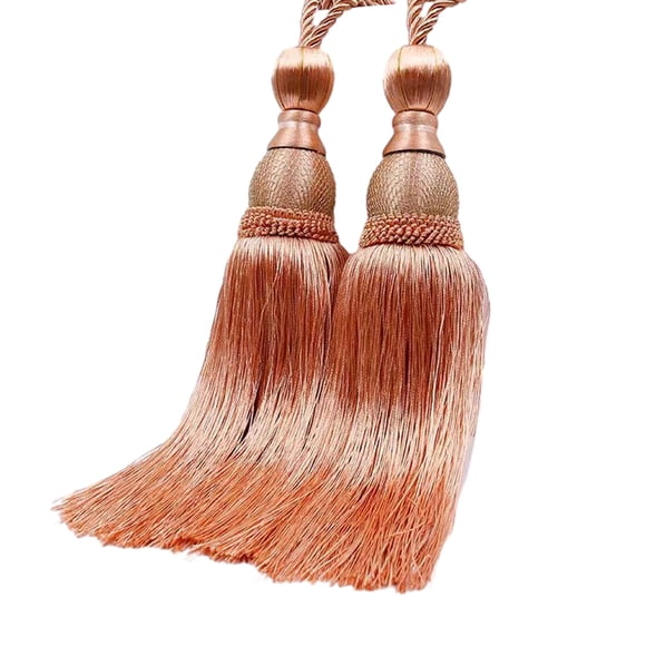 Bewildely 2 piezas de moda borla cortina Tieback para decoración del hogar fácil de poliéster accesorios de habitación tejido multiusos Decoración del hogar Color vino de arroz 1