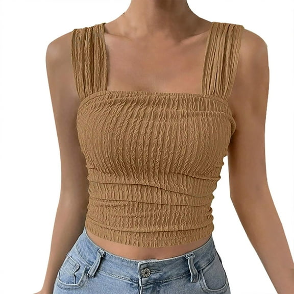 DQRPSEETB Tank Top for Women Cotton Womens Summer Sleeveless Square Neck Date Night Out Crop Tank Tops Light Weight Womens Summer Tops