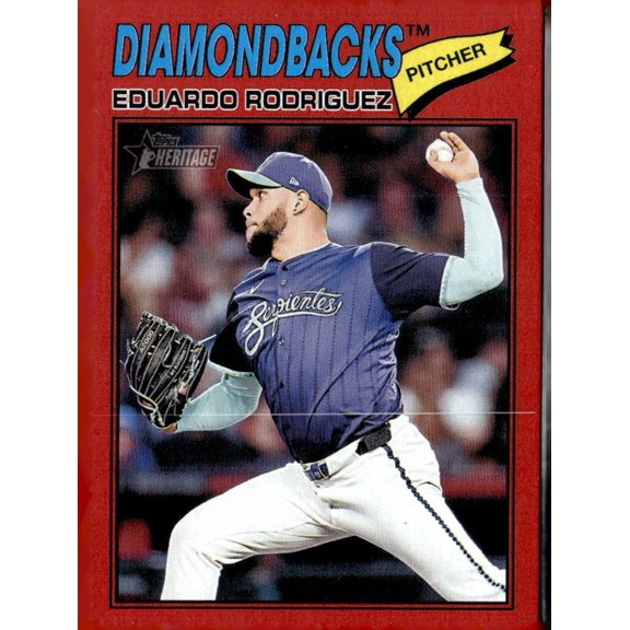 Collectible 2024 Topps Heritage Eduardo Rodriguez #288 Red Border Trading Card MLB Arizona Diamondbacks Arizona Diamondbacks MLB Baseball Trading Card