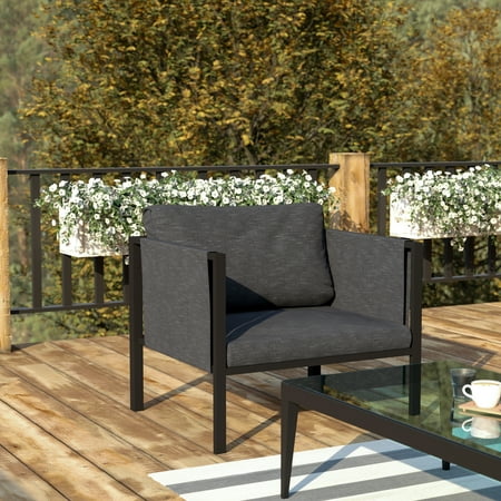 Flash Furniture Lea Series Steel Patio Lounge Chair - Charcoal