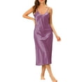 thumbnail image 2 of INSPIRE CHIC Women's Satin Nightgowns V-Neck Camisole Lounge Pajamas Long Silky Dress S Grape Purple, 2 of 6
