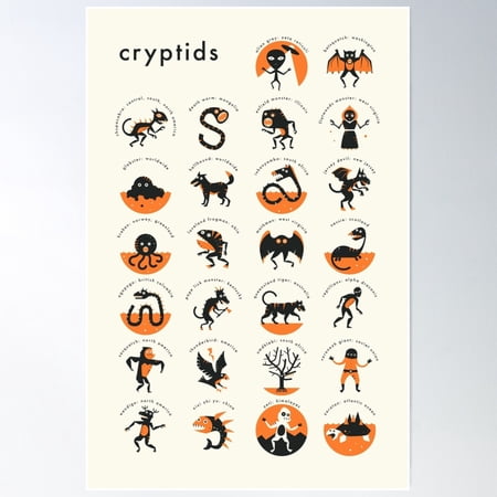 Cryptids A-Z Poster Wall Art, Modern Wall Decor For Living Room Bedroom, 12x18 UNFRAMED