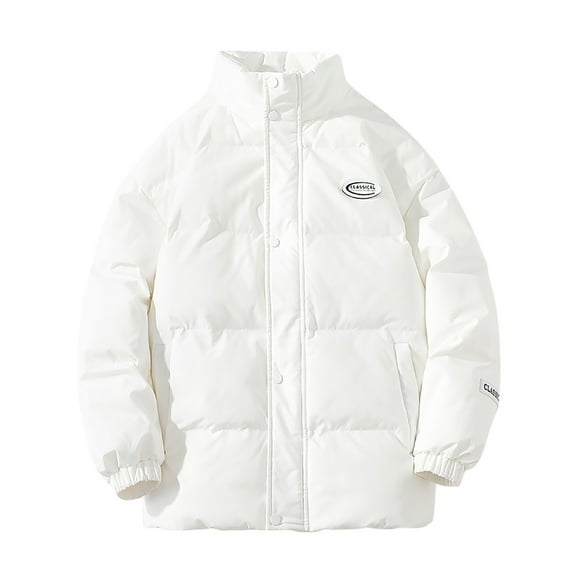 Herrnalise Men's cotton clothing winter couple new men's candy color collar warm coat White