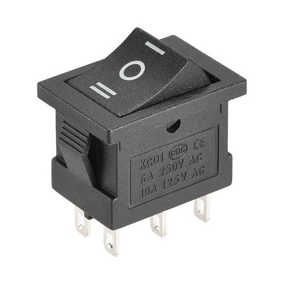 Mini Boat Rocker Switch Black Toggle Switch for Boat Car Marine 6pins ON/OFF/ON AC 250V/6A 125V/10A, 1pcs