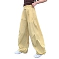 thumbnail image 3 of LYHaoo Cargo Pants For Girls Casual High Waisted Loose Fit Pockets Kid Cargo Casual Streetwear Pants For Kids Girls Cargo Pants(Yellow), 3 of 6