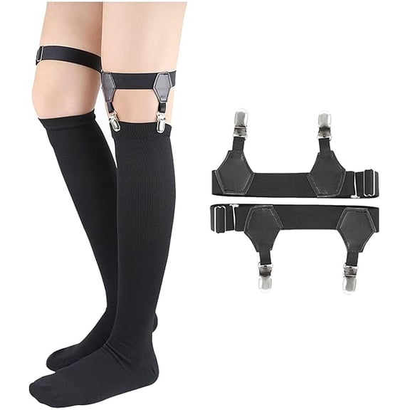 2 Pack Sock Suspenders Stays Adjustable Non-Slip Clips for Men Women Sock Holders
