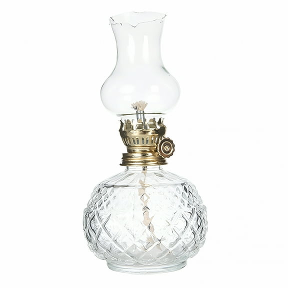 LAMIRO Glass Kerosene Indoor Retro Classic Burning Lights Oil Lamp for Home Bedroom Table Decorations Emergency Use Clear