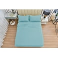 thumbnail image 4 of 7 Piece Rayon Made From Bamboo Sheet Set by OKAO, Split Aqua Sheets - Silky Soft- Wrinkle Free- Deep Pockets- Softer and Stronger Than Cotton - 2 Fitted Sheet, 1 Flat, 4 Pillowcases Split King, Aqua, 4 of 5