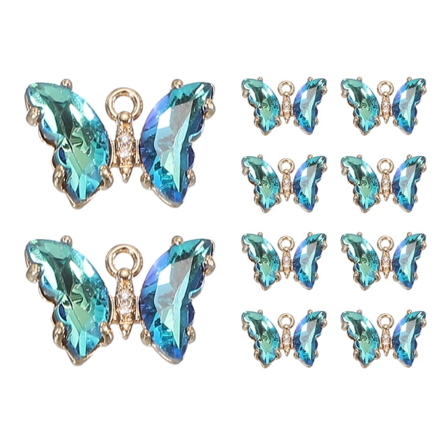 Uxcell 10Pcs Encanto de Mariposa de Rhinestone Cubic Zirconia Cristal Verde Brillante