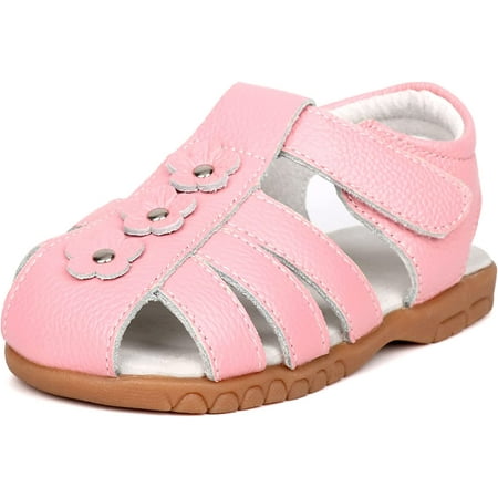 

Girls Genuine Leather Soft Closed Toe Princess Flat Shoes Summer Sandals(Toddler/Little Kid)