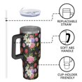 thumbnail image 4 of 40oz Pioneer Flower Floral Print Pattern Insulated Tumbler with Handle, BPA-Free Leak Proof Lid and Straws, Double Wall Vacuum, Hot 12h/Cold 34h, 4 of 6