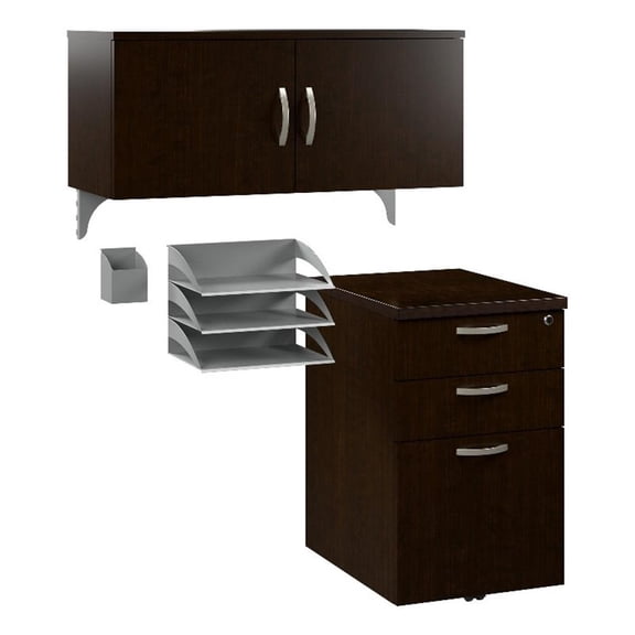 Office in an Hour Cubicle Storage Set in Mocha Cherry - Engineered Wood