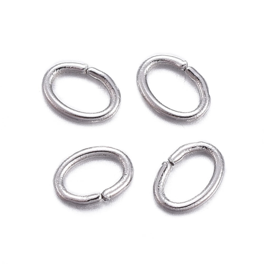 Resistant 304 Stainless Steel Open Jump Rings Oval Stainless Steel Color 24 Gauge 3.5x2.5x0.5mm Inner Diameter: 1.5x2.5mm