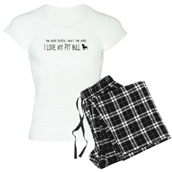 CafePress - I Love My Pit Bull More Women's Light Pajamas - Women's Short Sleeve Print T-Shirt and Pants Light Cotton Pajama Set