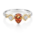 thumbnail image 2 of Gem Stone King 925 Silver and 10K Yellow Gold Lab Grown Diamond Ring Mystic Topaz Moissanite (1.15 Cttw, Size 9), 2 of 3
