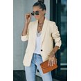 thumbnail image 4 of POGLIP Women's Beige Lapel Collar Button Pocket Blazer, 4 of 6