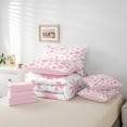 thumbnail image 5 of Manfei Kawaii Flower Twin Bedding Sets 7-Piece,Daisy Bedding Comforter Set 7-Piece,Pink White Floral Sheet Sets For Girls,Breathable Bedroom Decoration Reversible, 5 of 7