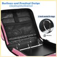 thumbnail image 4 of Zipper Binder with Shoulder Strap 2 inch 3 Ring Waterproof File Folder Organizer Bag 500 Sheet Pink and White Flowers, 4 of 8