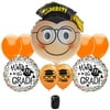 Hats Off to the Smiley Grad Cap Bouquet School Colors 9pc Balloon Pack, Orange