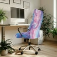 thumbnail image 3 of Renewold Mabrle Pink Blue Computer Office Chair Cover Spandex Rotating Chair Slipcover Dustproof Stain Resistant High Back Computer Chair Cover for Dogs Cats, L, 3 of 7