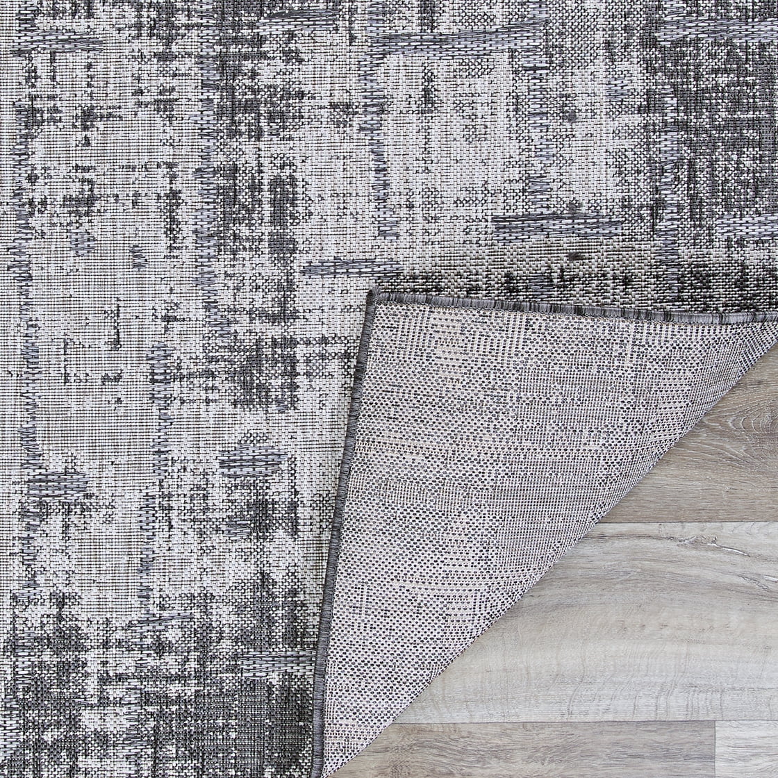Couristan Charm Tiverton 2'2" x 4'3" Anthracite Grey and Light Grey Outdoor Rug