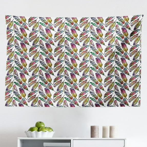 Tropical Tapestry, Vintage Exotic Island Pineapples and Little Polka Dots in Pastel Tones, Fabric Wall Hanging Decor for Bedroom Living Room Dorm, 2 Sizes, Rose and Slate Blue, by Ambesonne